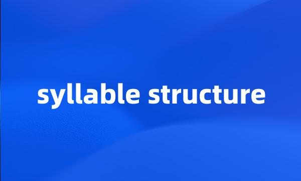 syllable structure