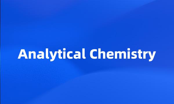 Analytical Chemistry