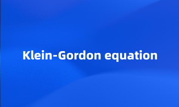 Klein-Gordon equation