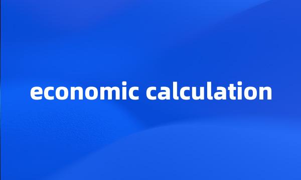 economic calculation