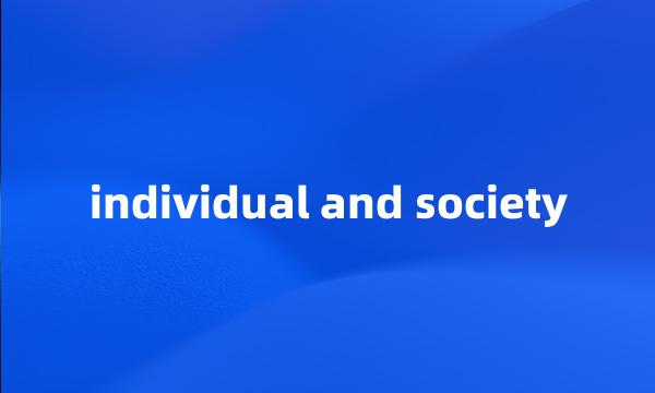 individual and society