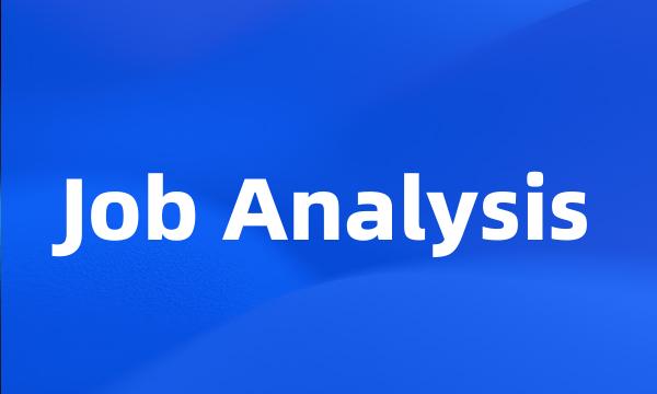 Job Analysis