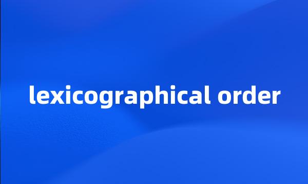 lexicographical order