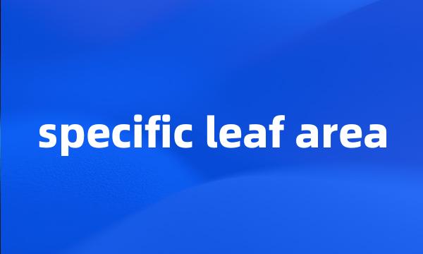 specific leaf area