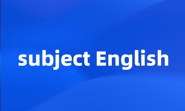 subject English