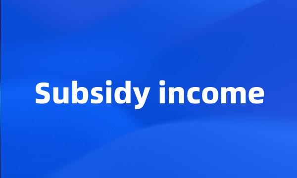 Subsidy income