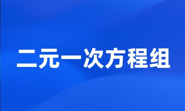 二元一次方程组