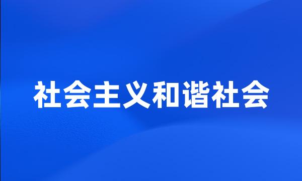 社会主义和谐社会