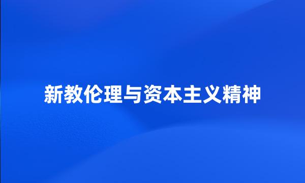 新教伦理与资本主义精神