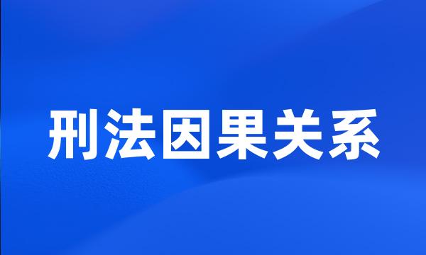 刑法因果关系